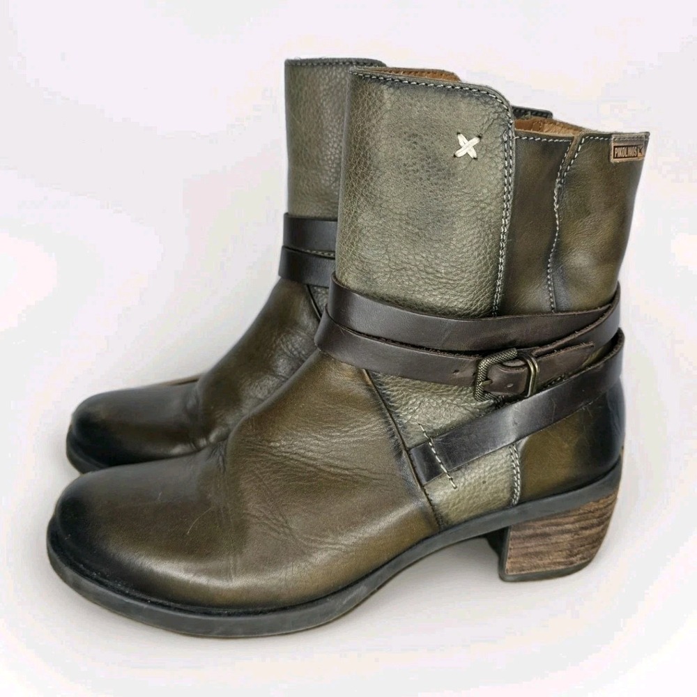 Pikolinos Wmns 39 8 Zip Up Western Ankle Boots in Distress Whiskey Brown Leather